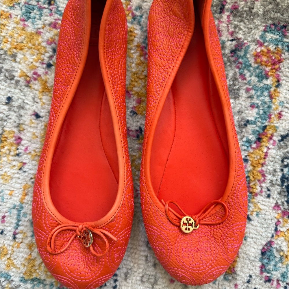 Tory Burch Vibrant Orange Flats